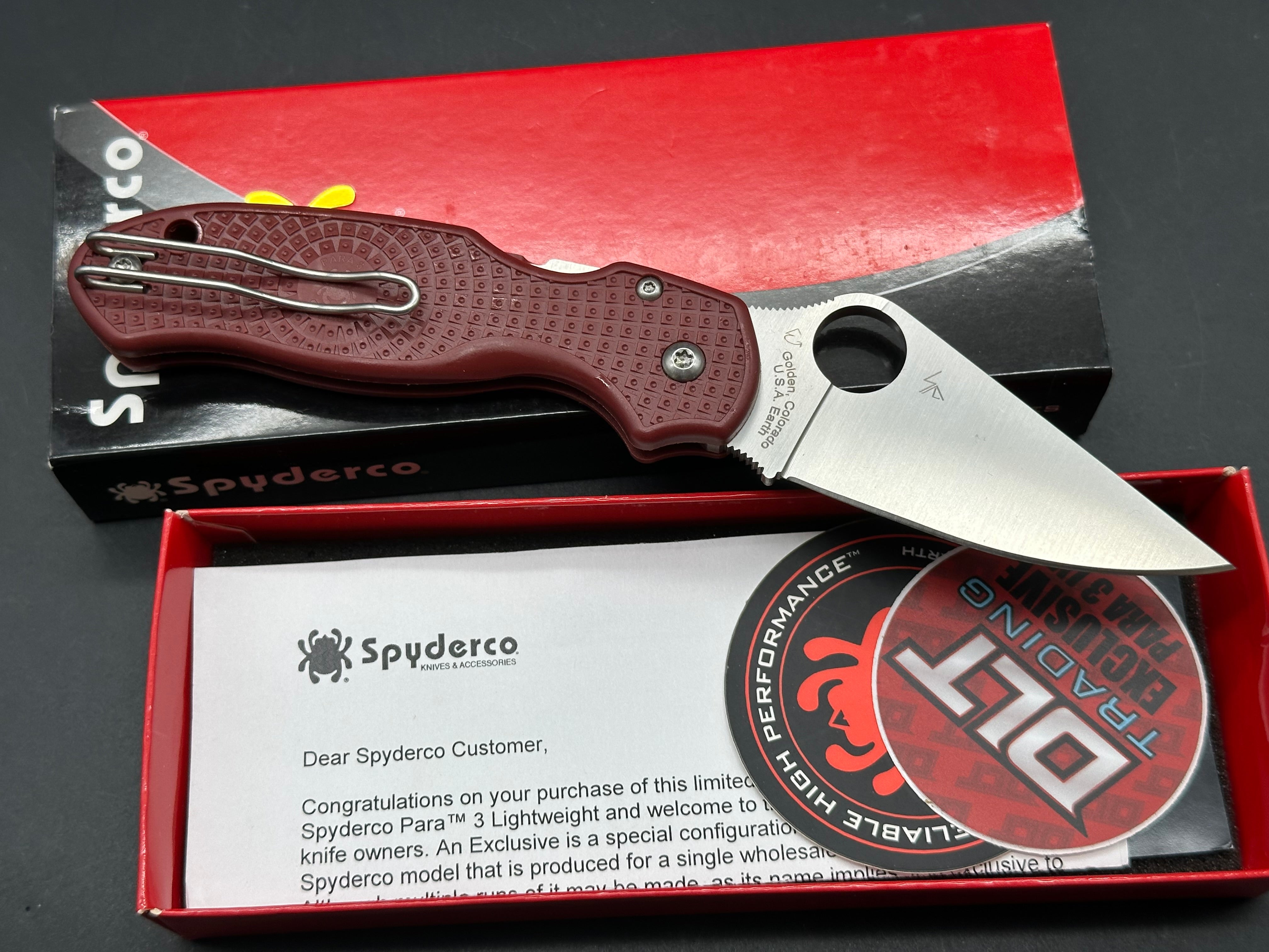 Spyderco Para 3 Lightweight Knife - DLT Exclusive Edition with 2.93