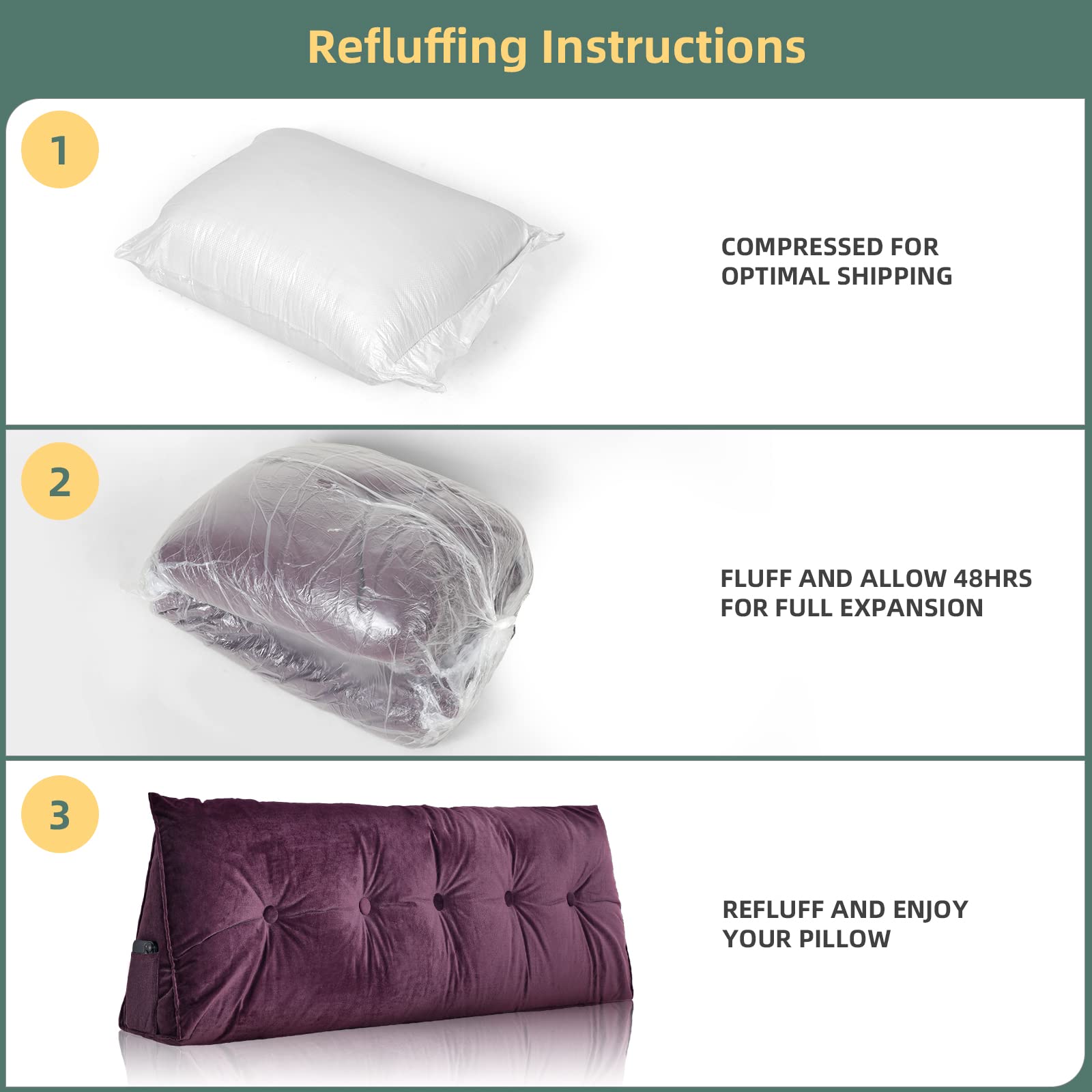 Gorilla Gadgets Large Reading Bed Rest Pillow - Triangular Wedge Pillow with Extra Filling & Washable Velvet Cover - Back Support for Reading, Watching TV, or Relaxing in Bed