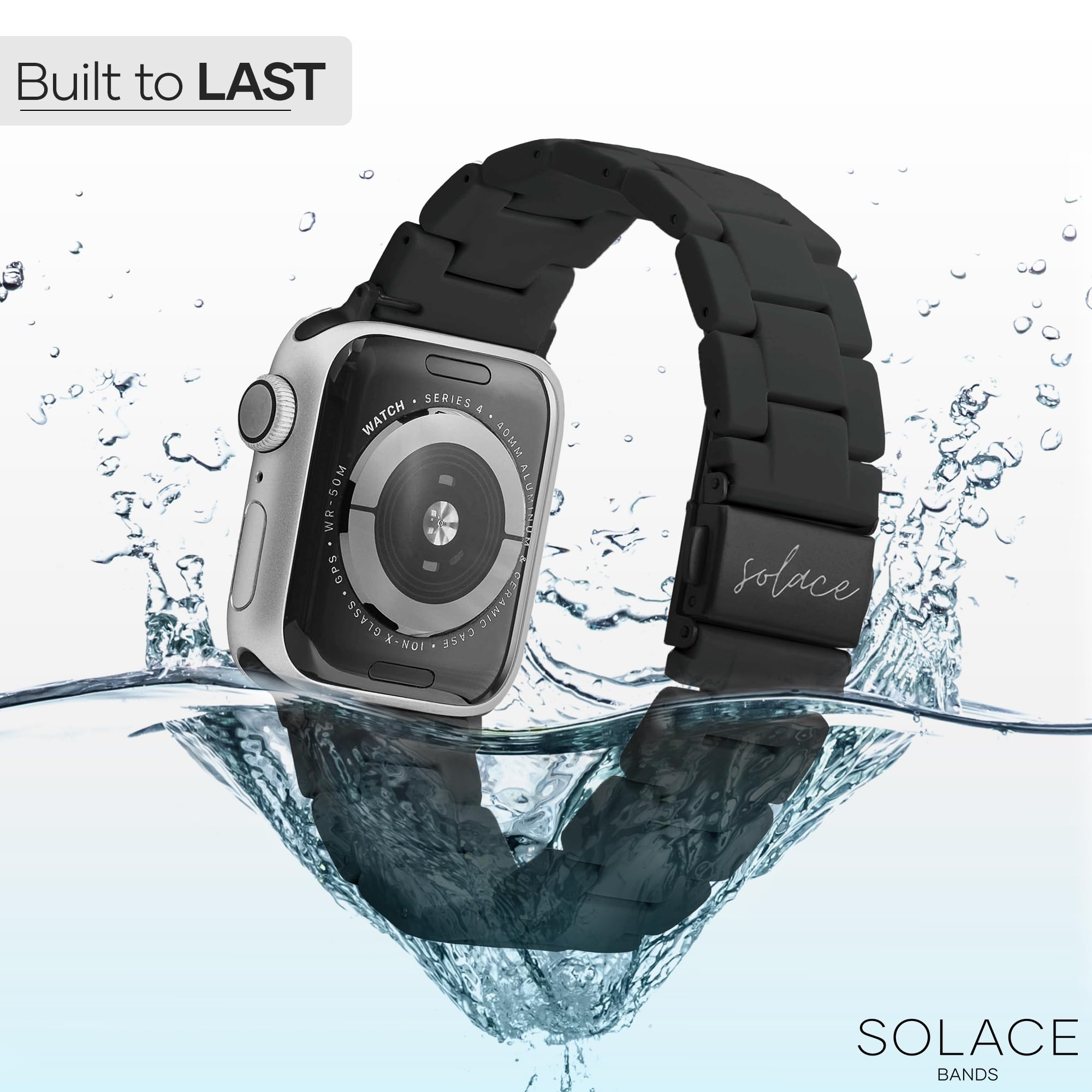 Solace Bands Lightweight Perma Watch Band - Universal Fit for Apple Watch 38mm 40mm 41mm 42mm 44mm 45mm 49mm (Series 10/9/8/7/6/5/4/3/2/1, SE & Ultra) - Durable & Comfortable Replacement Strap for Men & Women - Perfect for Workouts, Running & Everyday Wear (Matte Solid)