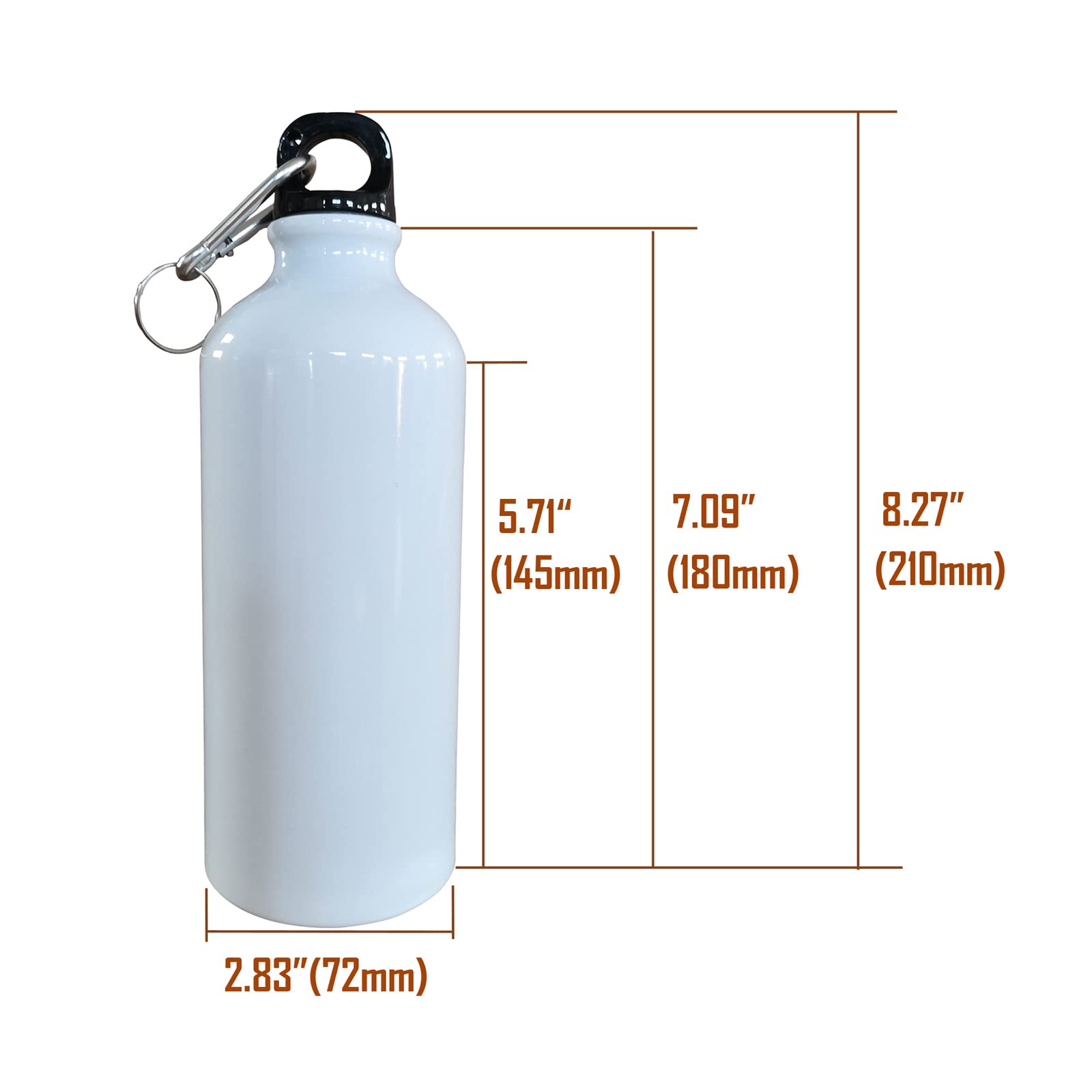 INTSUPERMAI 50pcs 600ml Sublimation Aluminum Water Bottles - Blank White Coated Heat Press Sport Bottle with Leakproof Lock, 20oz (600ml) Capacity for DIY Customization - Perfect for Gym, Hiking, Travel & Promotional Gifts