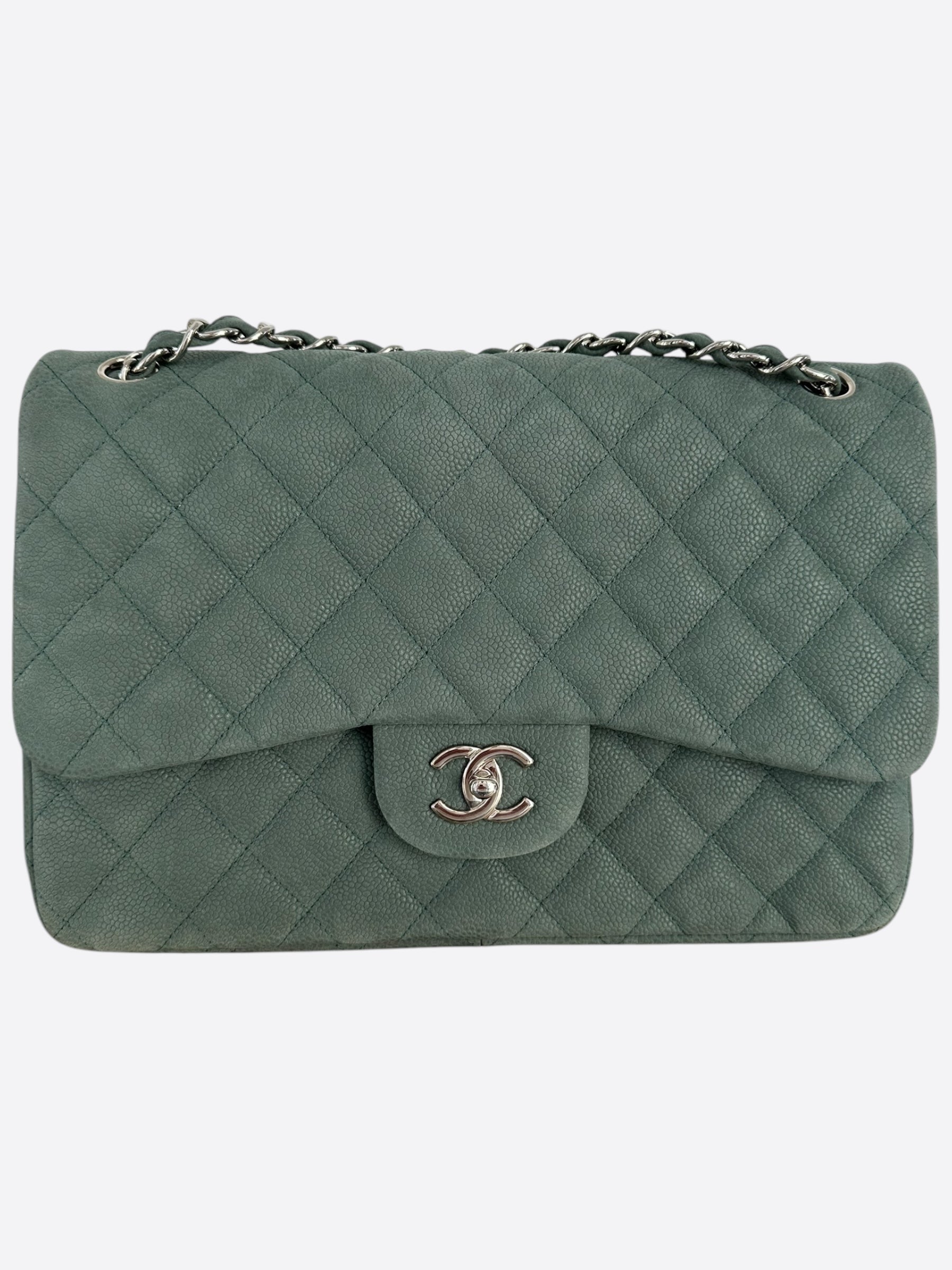 Chanel Green Suede Caviar Quilted Medium Flap Bag - Luxury Designer Handbag for Women | Perfect for Evening Parties, Date Nights & Special Occasions