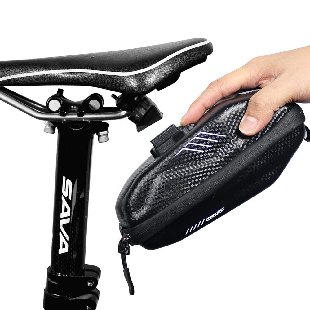 Waterproof Bike Saddle Bag - Under Seat Storage Pouch with Reflective Stripe for Mountain & Road Bikes | EVA PU Material | Holds Bicycle Repair Tools | Perfect for Commuting, Cycling Tours & Outdoor Adventures