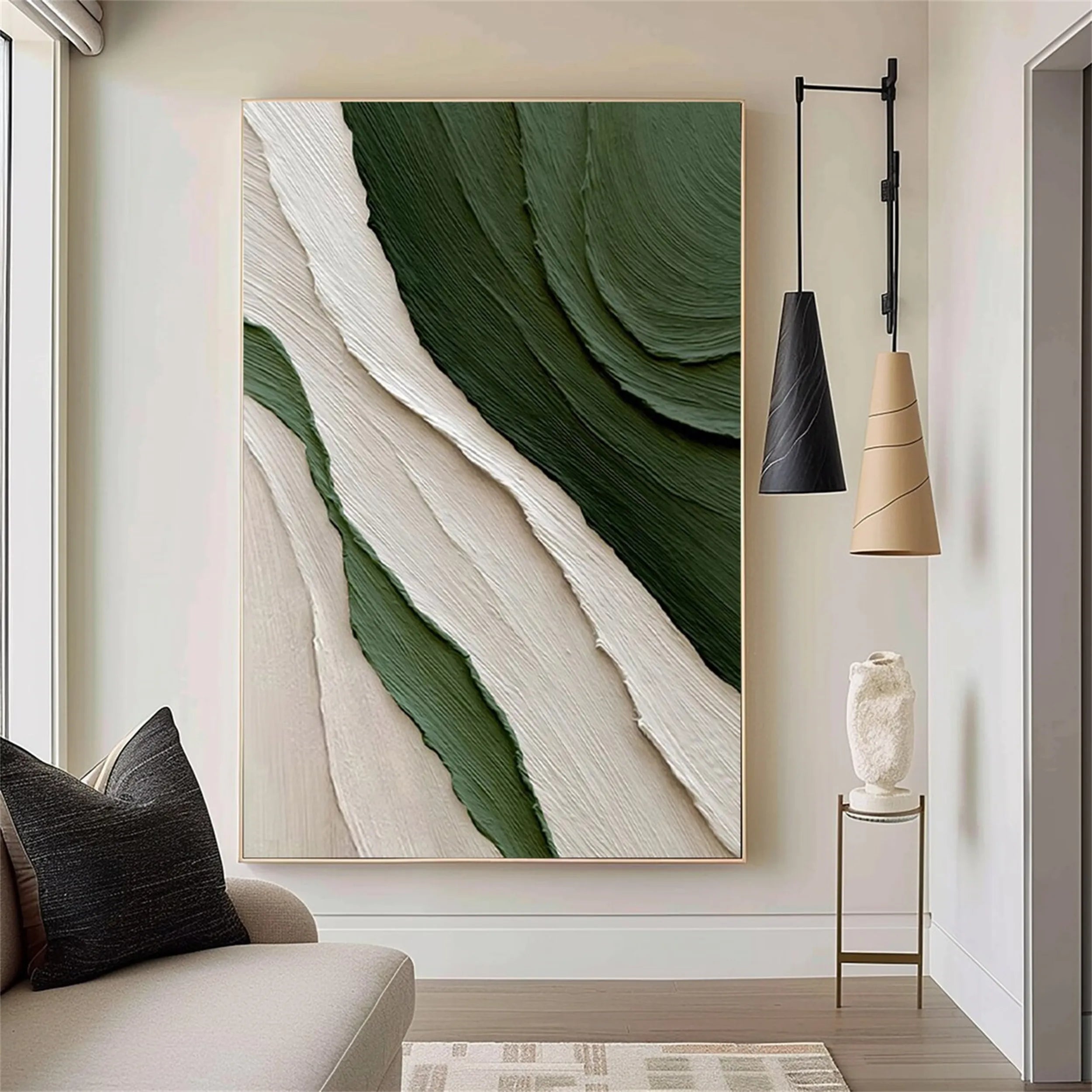 Blue & Green Abstract Wall Art Painting #BG043 - Modern Canvas Print for Living Room, Bedroom & Office Decor