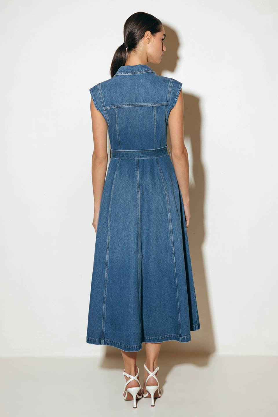 Ellery Washed Denim Midi Shirt Dress for Women | Casual & Office Wear | Perfect for Spring & Summer Outfits