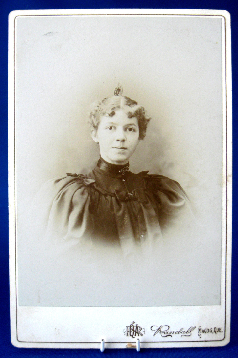 Antique 1895 Victorian Cabinet Photo - Young Lady in Black Mourning Dress, Quebec, Age 18 - Historical Portrait for Collectors, Genealogy & Home Decor