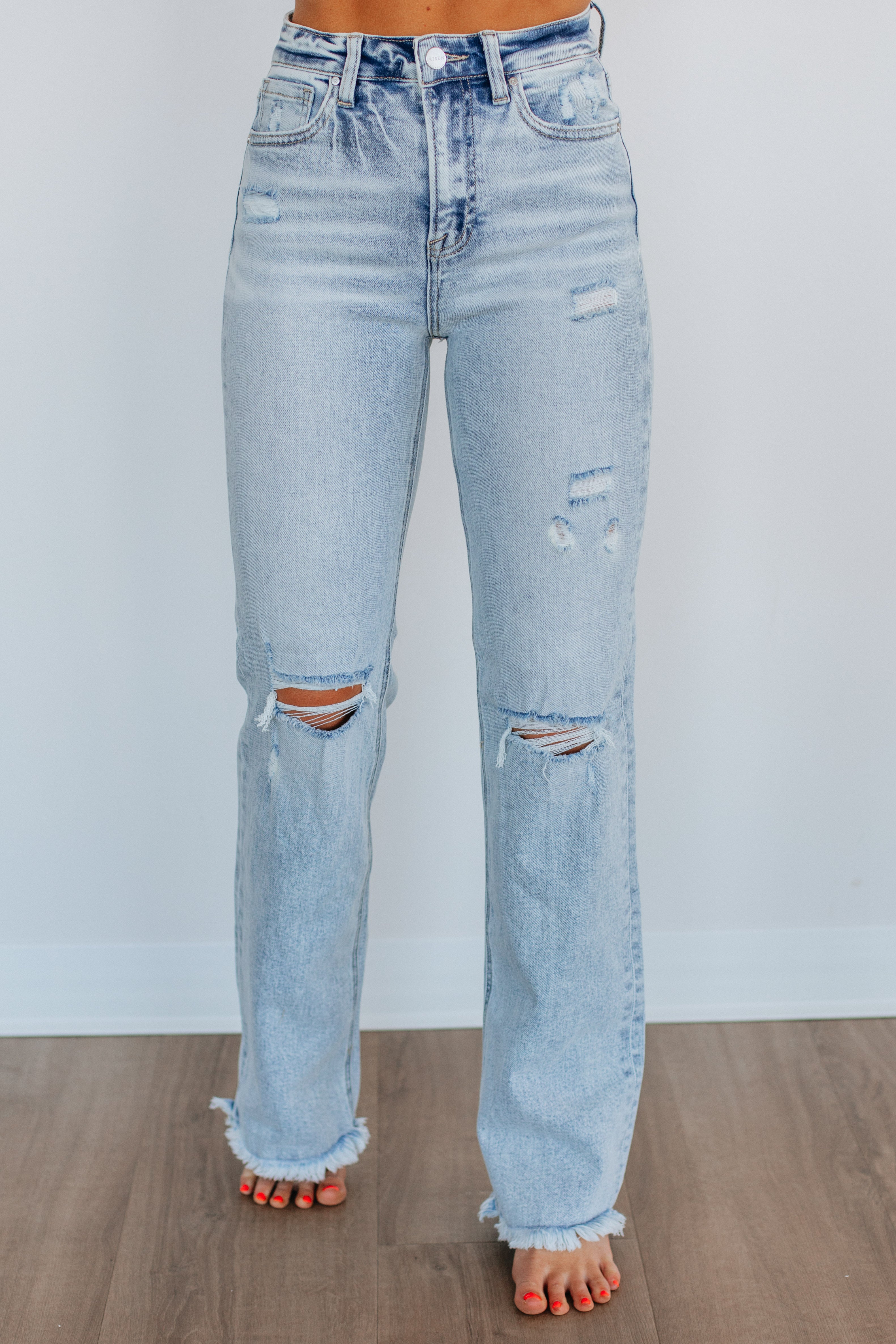 Eloise Risen Light Wash High Waist Stretch Jeans for Women - Comfortable Slim Fit Denim Pants for Casual Wear & Everyday Outfits