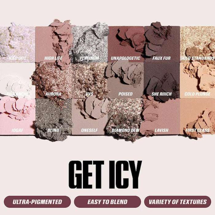 Huda Beauty Icy Nude Eyeshadow Palette - Neutral Matte & Shimmer Shades for Everyday & Party Makeup Looks