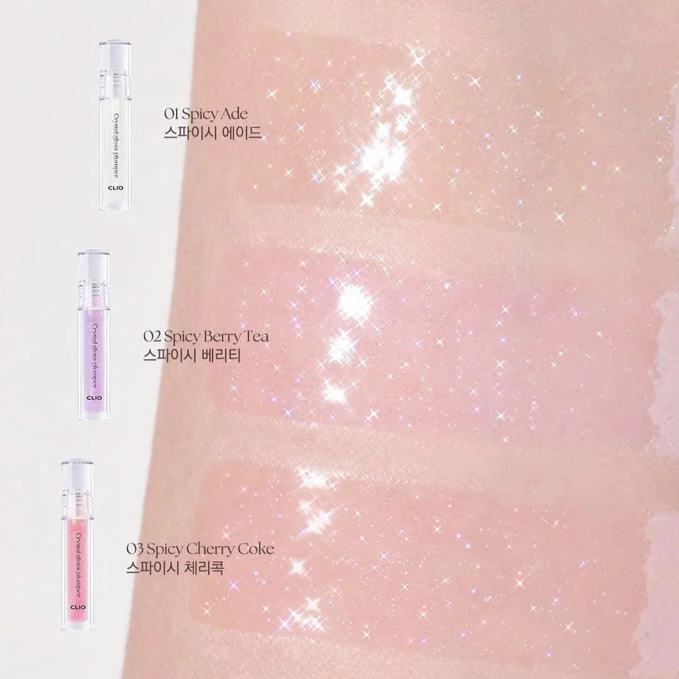 CLIO Crystal Gloss Plumper - 3-Piece Set (3.4g Each) - Hydrating Lip Gloss with Plumping Effect - Perfect for Daily Wear & Special Occasions
