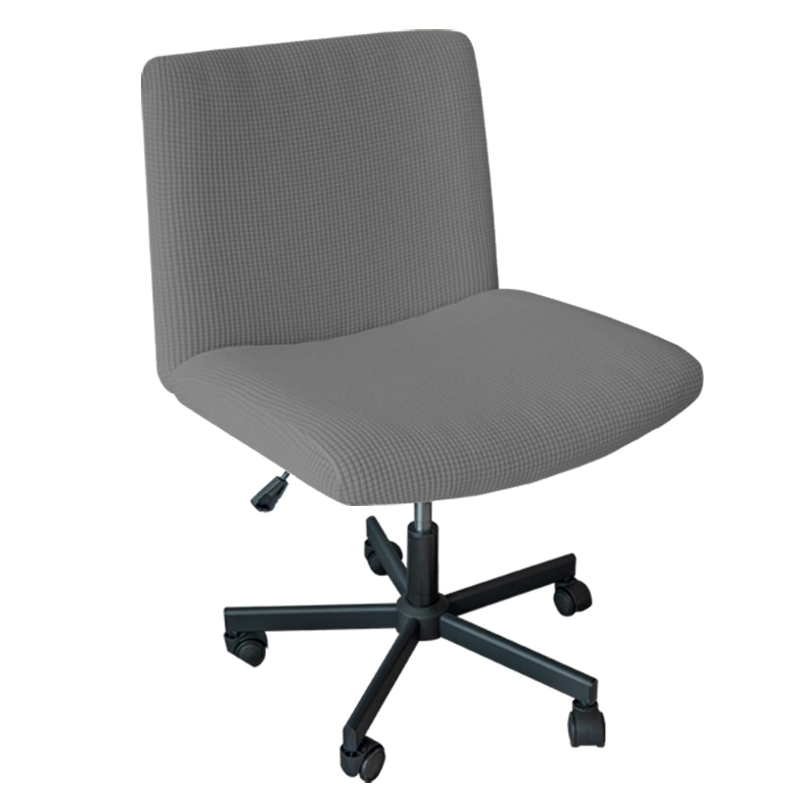 Armless Office Chair Cover - Stretch Knitted Jacquard Slipcover Protector for Wide Seat Chairs, Computer Desk & Vanity Accent Chairs (Grey) - Perfect for Home Office, Study Room & Workspace Decor