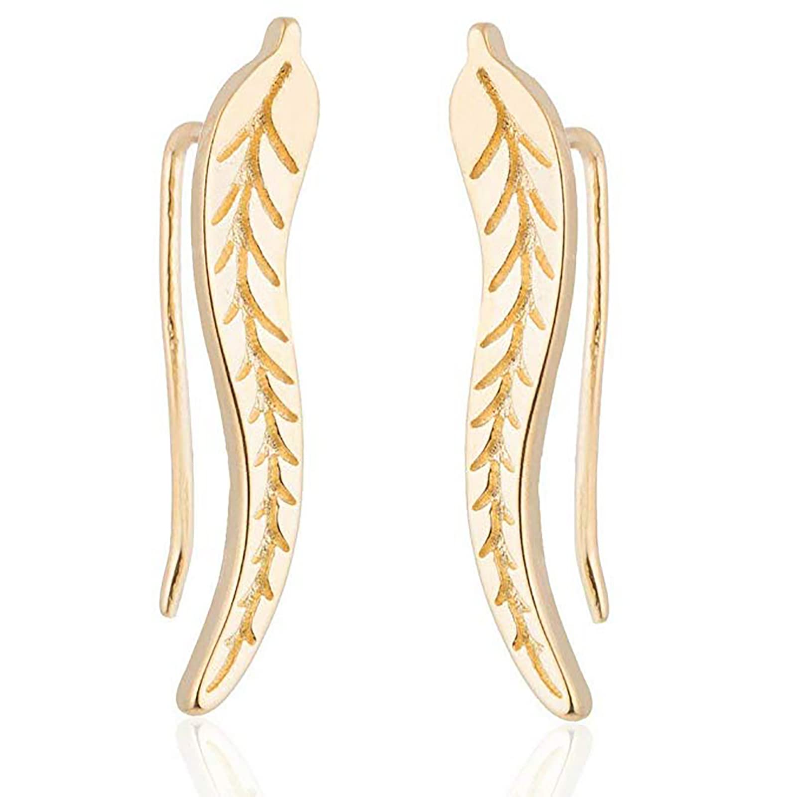 Butterfly Diamond Zircon Leaf Ear Crawler Cuff Earrings for Women - Elegant Ear Climber Jewelry for Parties, Weddings & Date Nights