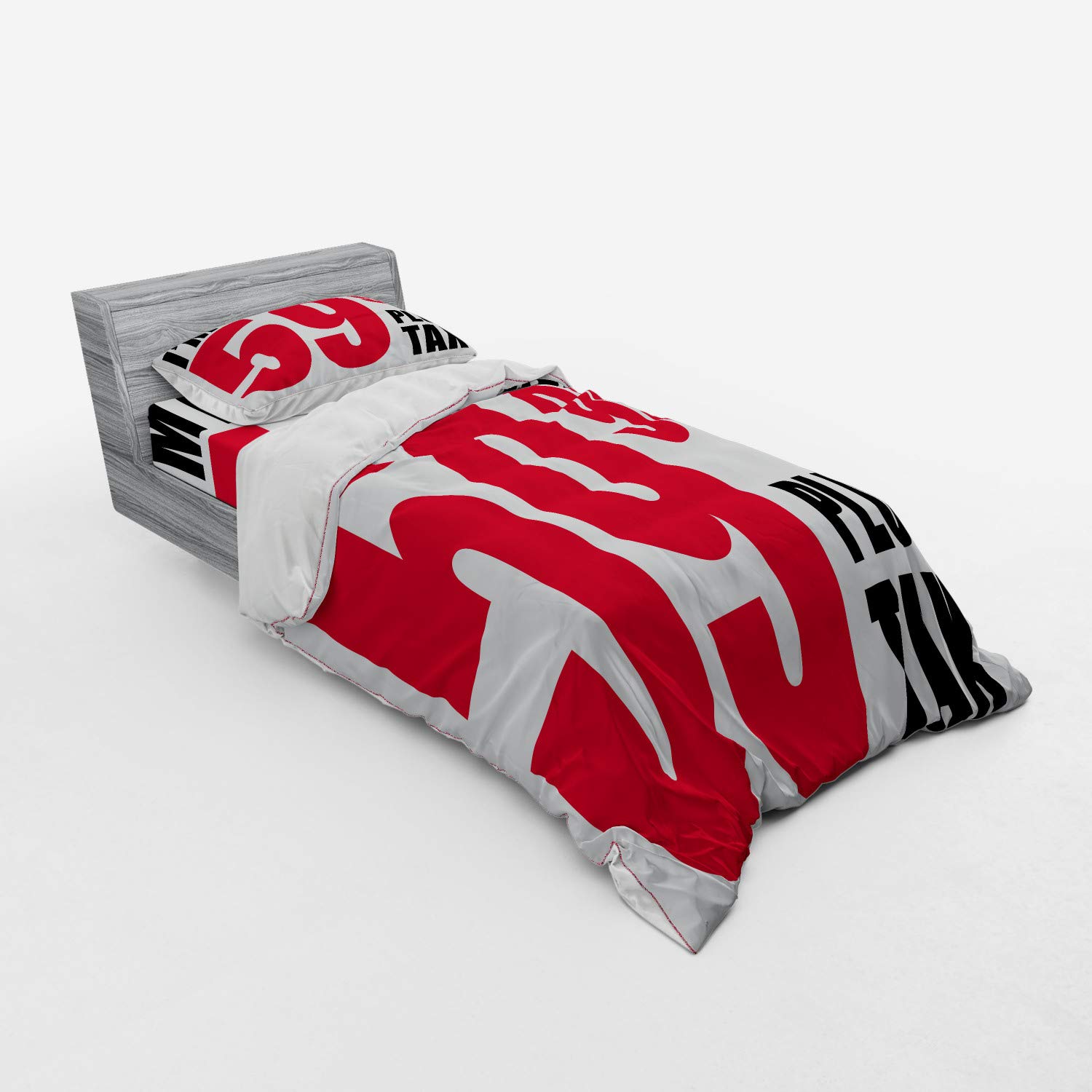 Ambesonne 60th Birthday Bedding Set - Funny Humorous Party Theme Duvet Cover with Sham & Fitted Sheet - Twin Size Red & Black - Perfect for Milestone Celebrations & Gift Giving