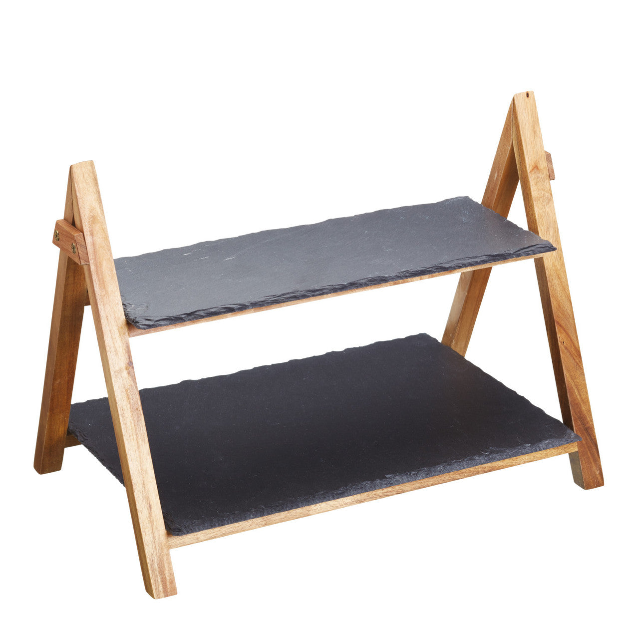 Artesà 2 Tier Slate and Wood Serving Stand - Elegant Cheese Board and Charcuterie Display for Parties, Weddings, and Entertaining
