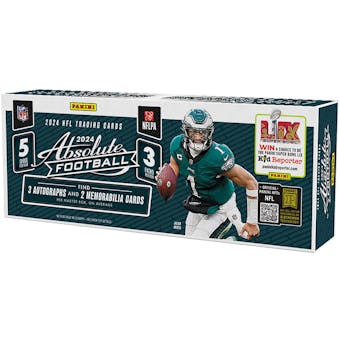 2024 Panini Absolute Football Hobby Box - 24 Packs with Autographs & Memorabilia Cards - Perfect for NFL Collectors & Fantasy Football Fans