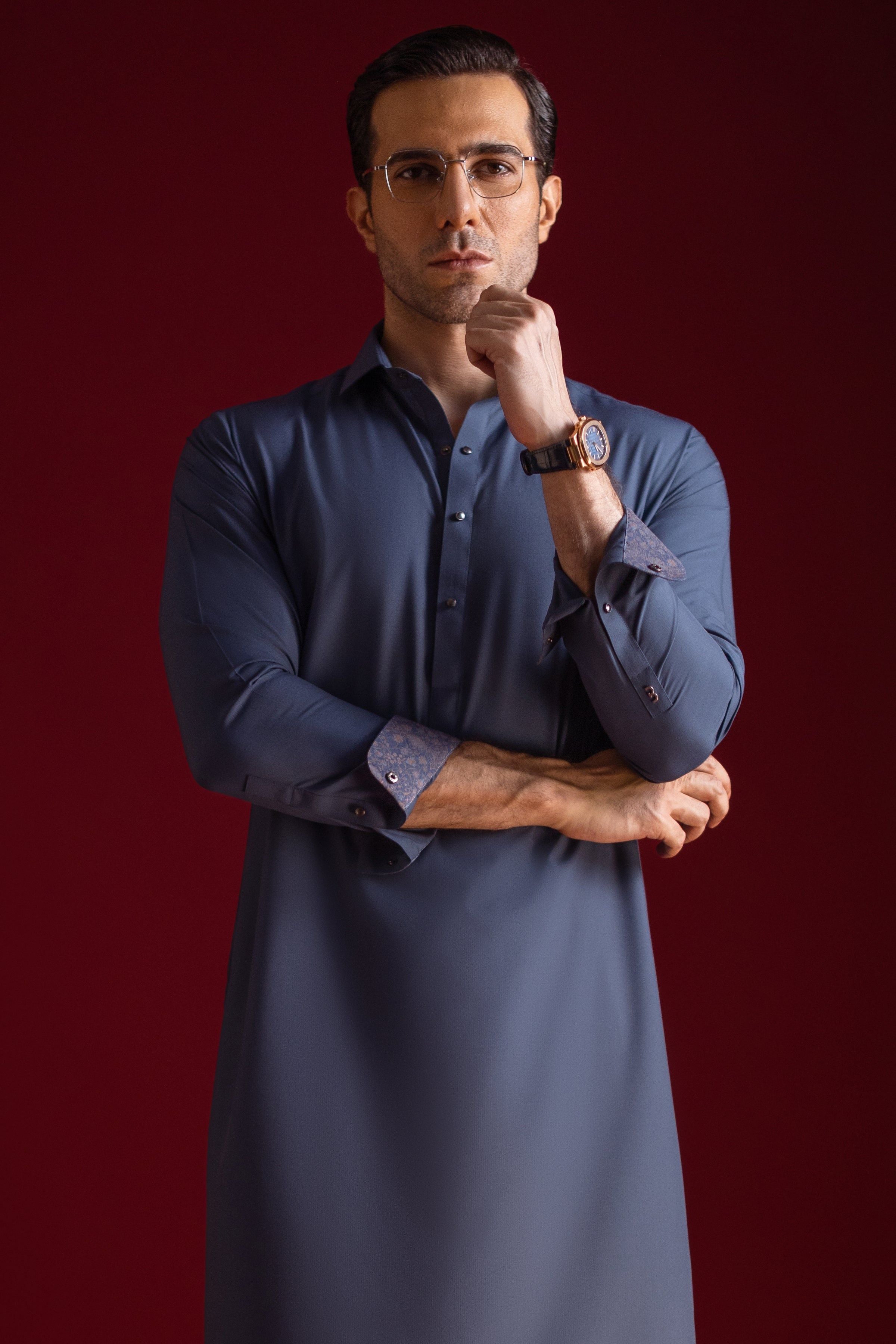 Elegant Blended Blue Shalwar Kameez Outfit for Women - Traditional Pakistani Dress for Parties & Weddings - Perfect for Cast & Crew Events