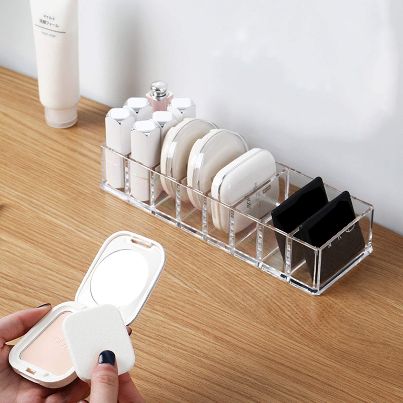 2-Pack Clear Acrylic Makeup Organizer - Cosmetic Storage Display Case Box for Dresser, Vanity & Bathroom Countertop | Perfect for Lipsticks, Brushes & Skincare Products (Transparent)