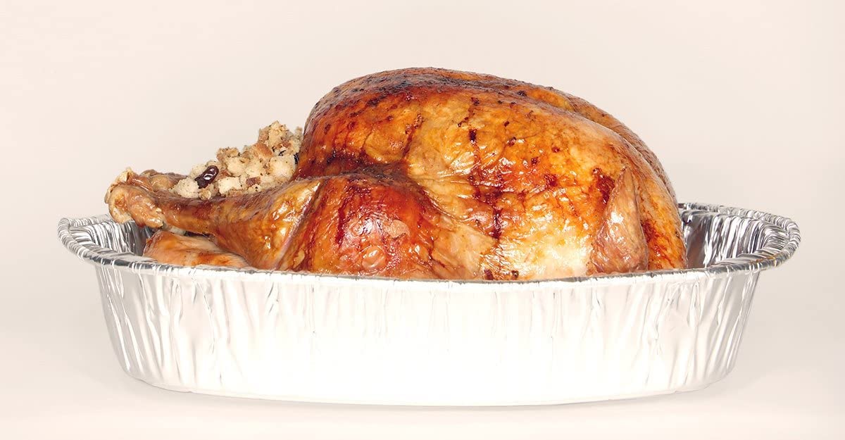 100-Pack Heavy-Duty Disposable Oval Roasting Pans - Extra Large Aluminum Foil Turkey Roaster for Chicken, Meat & Brisket - Perfect for Baking, Roasting & Holiday Cooking - Durable, Deep & Recyclable - Ideal for Thanksgiving, Christmas & Large Family Gatherings