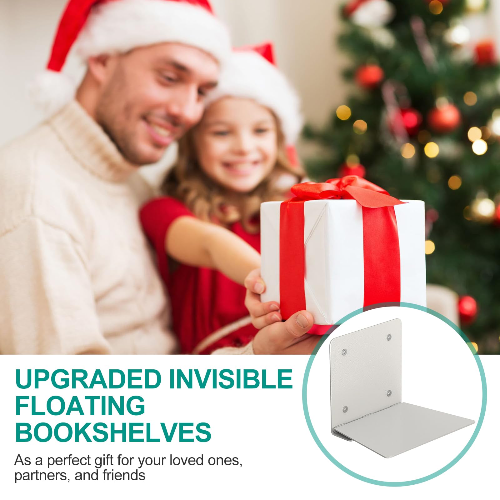 Eapele Floating Wall Bookshelves - Set of 4 Steel Hidden Bookshelves with Mounting Hardware (Grey) - Perfect for Living Room, Bedroom & Office Book Storage & Display