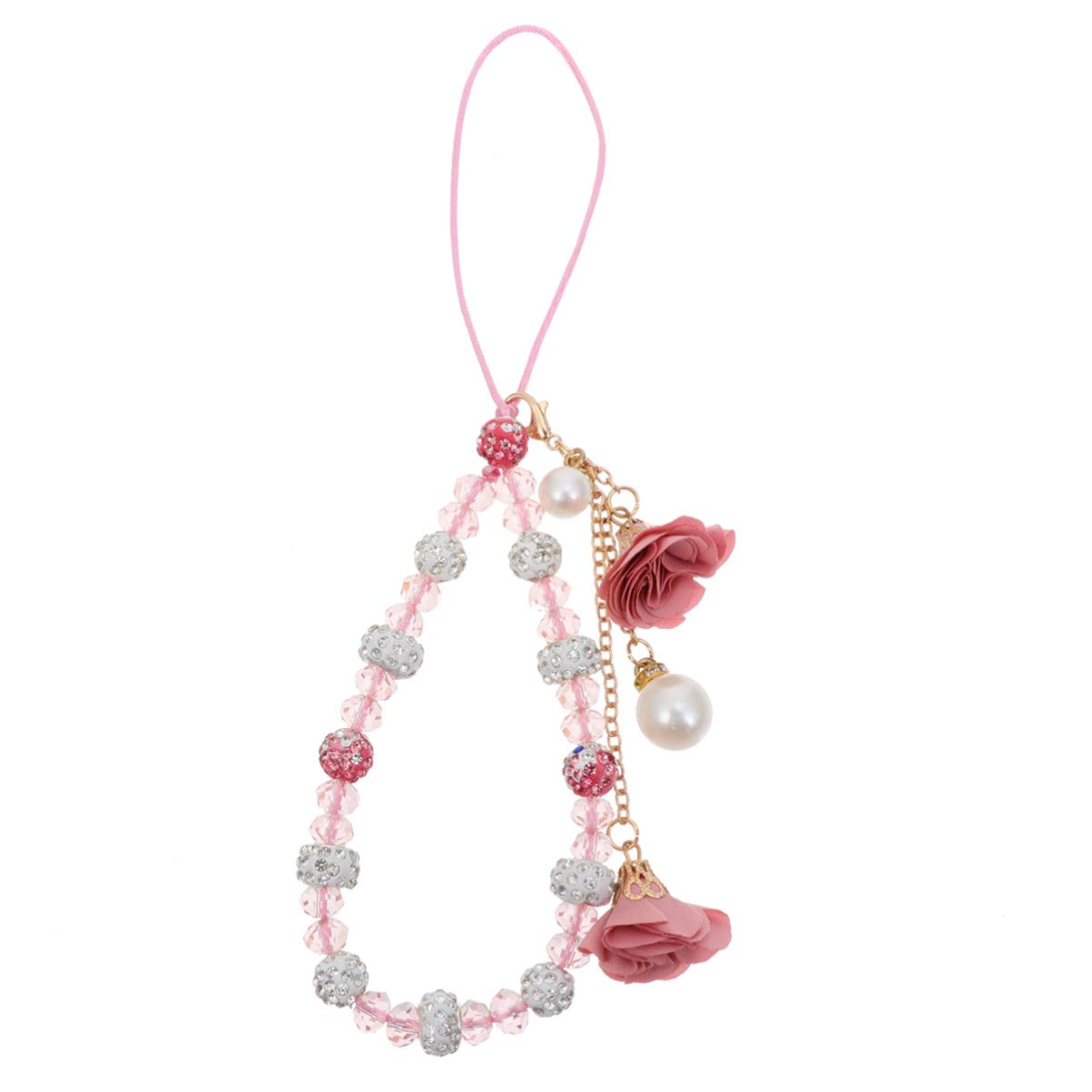 Hemobllo Crystal Beaded Phone Wrist Strap with Flower Pendant - Non-Slip Bracelet Lanyard for iPhone, Samsung & Smartphones | Perfect for Work, Travel & Outdoor Activities