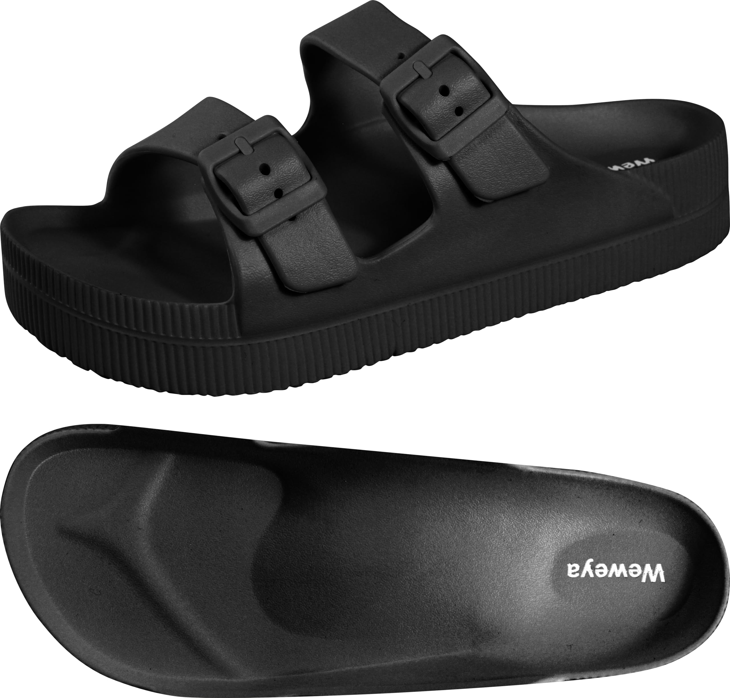 Weweya Arch Support Women's Sandals - Adjustable Buckle Platform Recovery Sandals for Plantar Fasciitis & Heel Pain Relief - Perfect for Walking, Travel & Summer Comfort