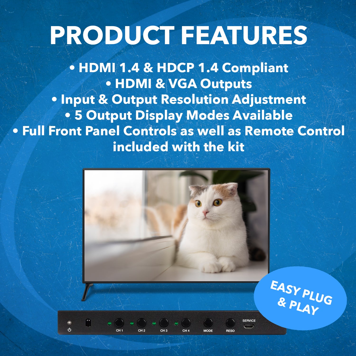 4K 4-Port HDMI Switch with Multi-Viewer & Audio Extractor - Seamless 1080p/4K Video Switching for Home Theater, Gaming & Office Presentations (HD 401MV)