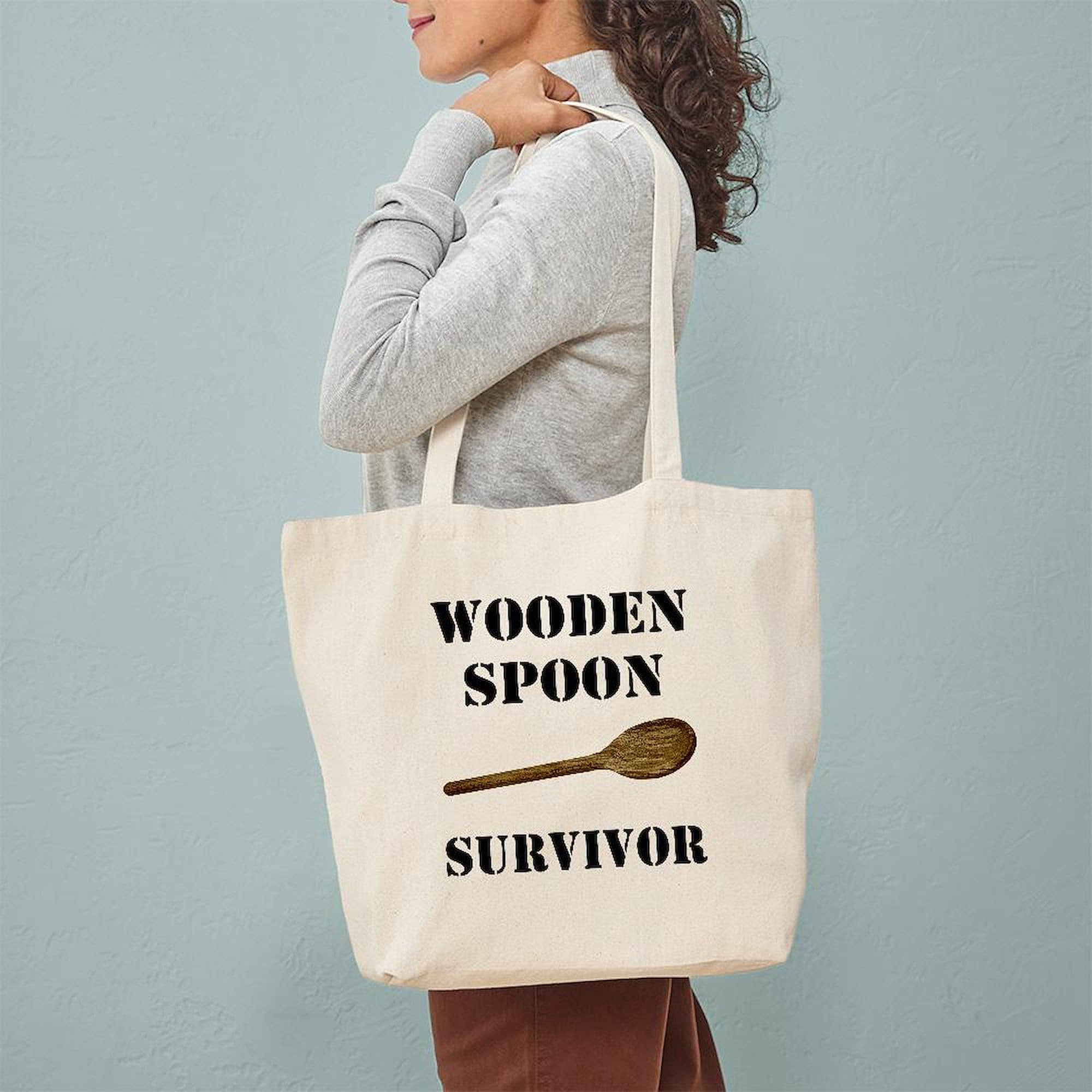 Wooden Spoon Survivor Tote Bag - Natural Canvas Reusable Shopping Bag for Groceries, Beach & Farmers Market | Eco-Friendly Cotton Tote with Unique Design