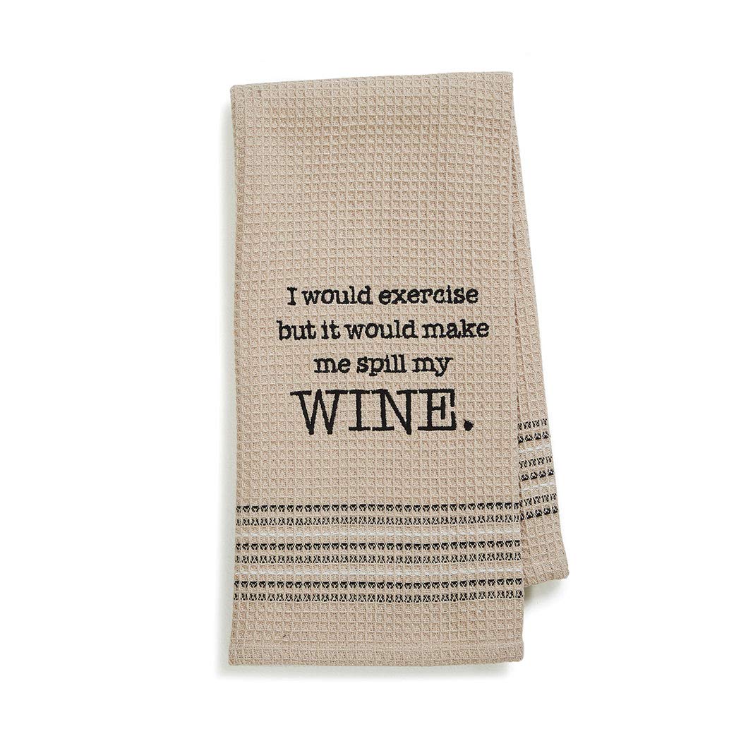 Funny Wine-Themed Cotton Kitchen Bar Dish Towel - Absorbent & Durable for Kitchen, Bar, and Party Use - Tan