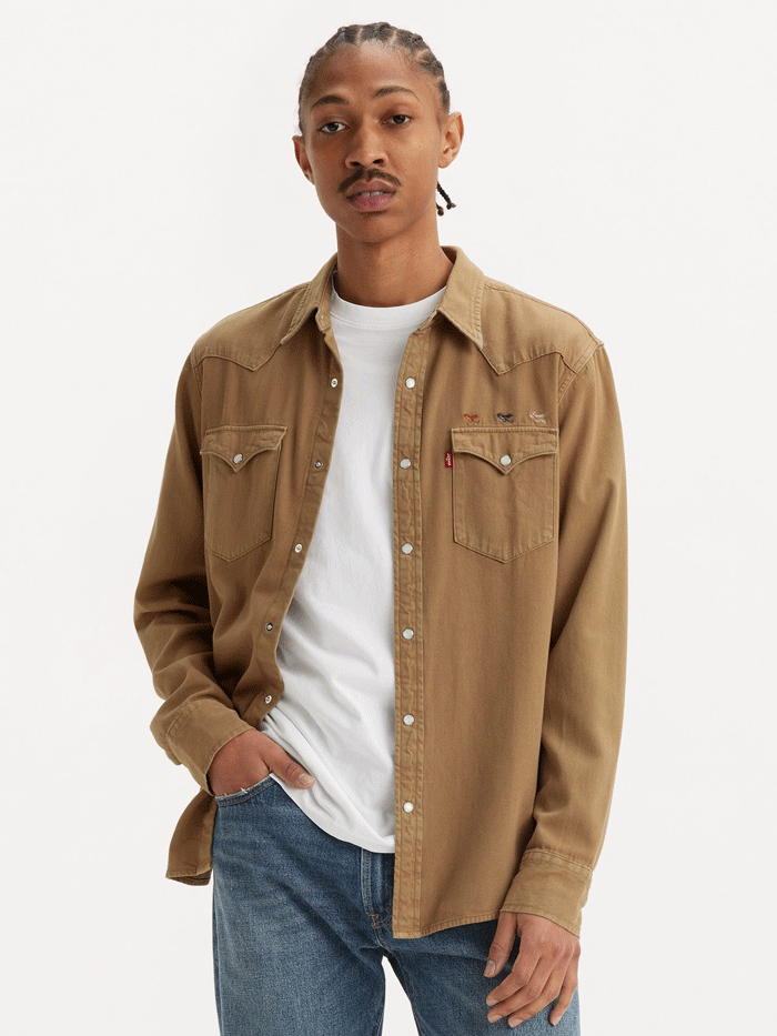 Levi's Men's Classic Western Standard Fit Shirt - Angler Otter Overdye Denim Shirt for Casual Wear & Outdoor Activities