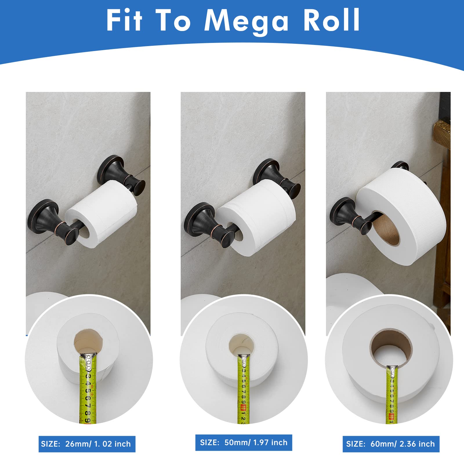 RUMOSE Wall Mounted Toilet Paper Holder - Flexible Pivoting Bathroom Tissue Roll Dispenser in Oil Rubbed Bronze Finish, Rustproof Stainless Steel Design for Modern Home & Commercial Restrooms