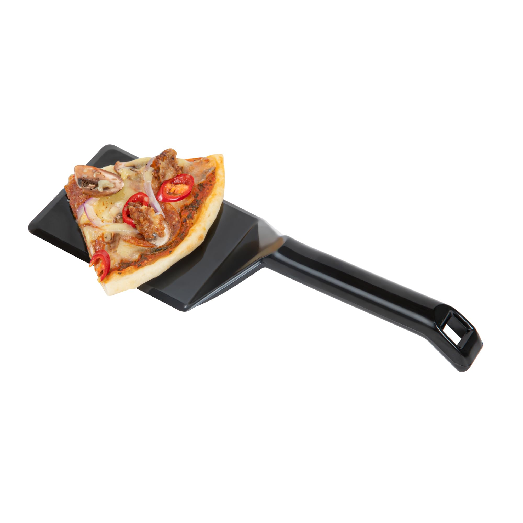 Restaurantware Cater Tek 10 Inch Disposable Serving Spatulas - 100 Pack Heavy-Duty Black Plastic Lasagna Spatulas with Wide Edge & Comfortable Handle for Cakes, Brownies, Eggs - Perfect for Catering, Buffets & Food Service