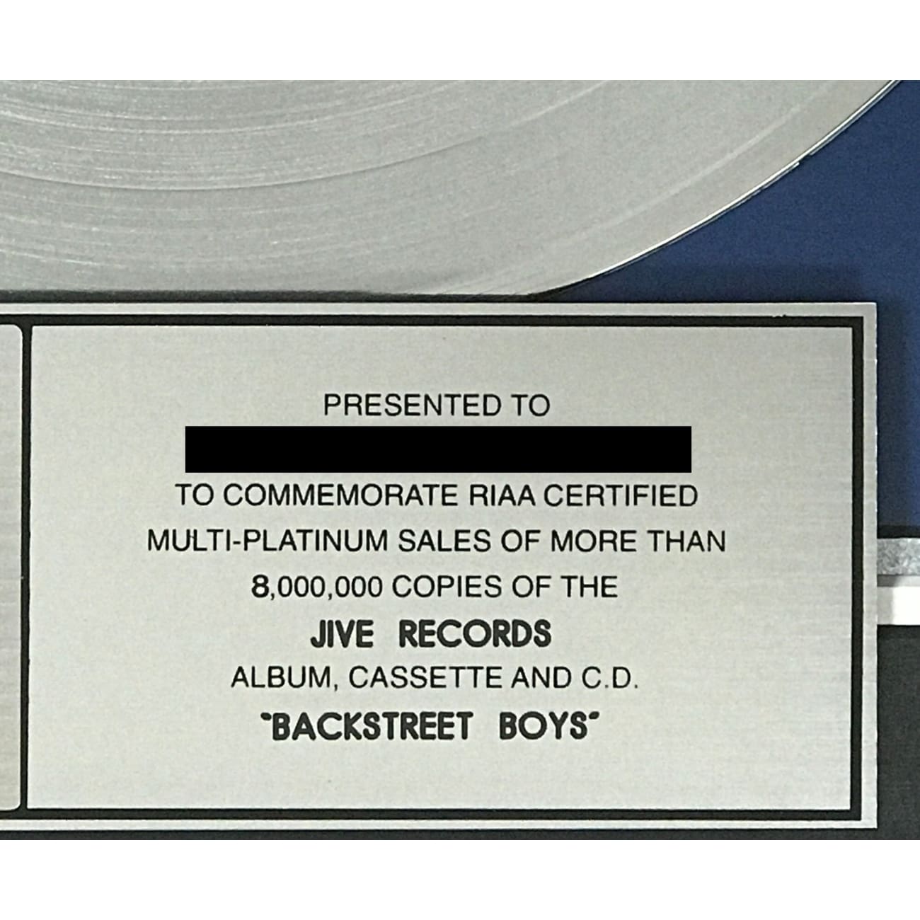 Backstreet Boys Self-Titled Album (1997) - 8x Multi-Platinum Certified Award - Perfect for Music Collectors & 90s Pop Fans Display