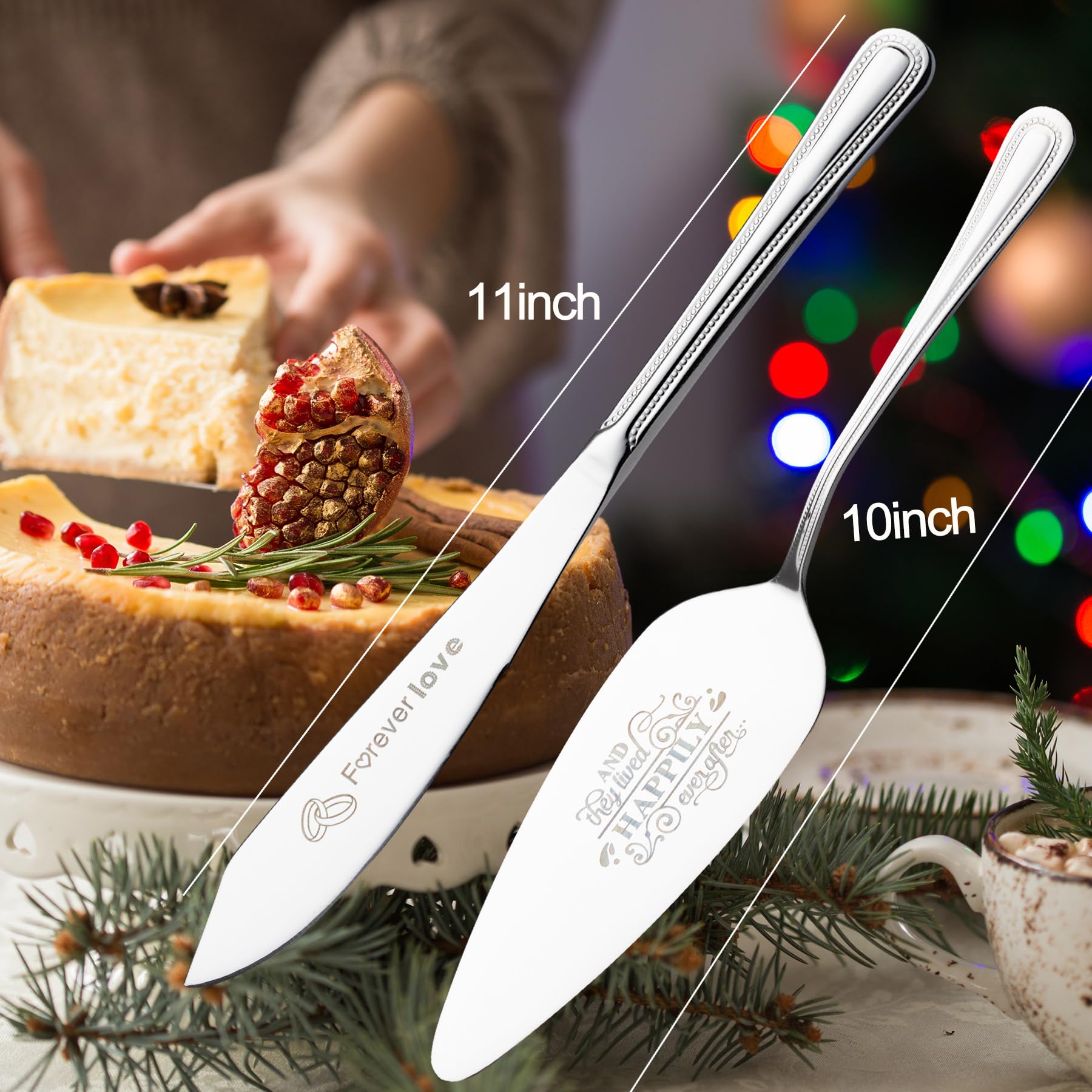 Elegant Silver Wedding Cake Cutting Set - Cake Knife & Server with Mr & Mrs Forks - Perfect for Wedding, Bridal Shower & Anniversary Gifts - Ideal for Cake Cutting Ceremonies and Romantic Celebrations