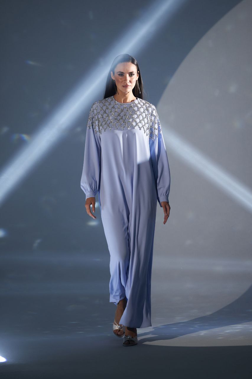Elegant Rhinestone Embellished Abaya Dress for Women - Available in 3 Colors (Black, Navy, Burgundy) | Perfect for Eid, Weddings & Special Occasions