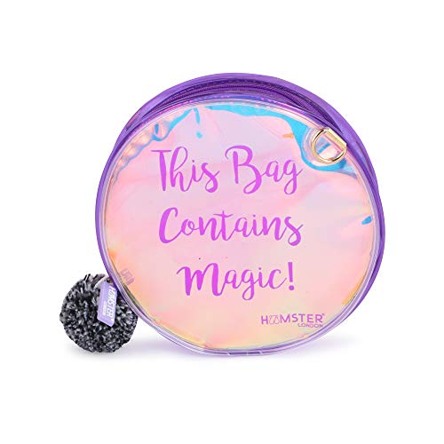 Hamster London Women's Fashion Pom Pom Sling Bag - Stylish Crossbody Purse for Makeup, Phone & Essentials - Trendy Purple Shoulder Bag for Daily Use, Travel & Parties
