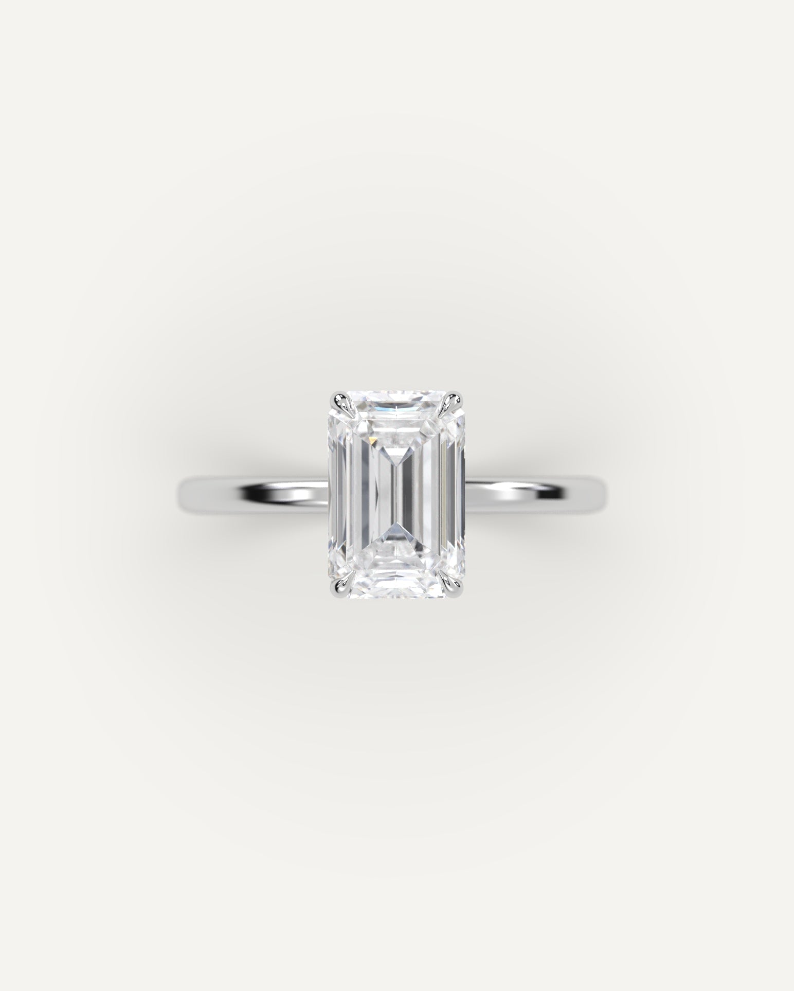 3 Carat Emerald Cut Diamond Ring - Elegant Solitaire Engagement Ring for Women, 14K White Gold, Ideal for Proposals, Weddings & Anniversaries