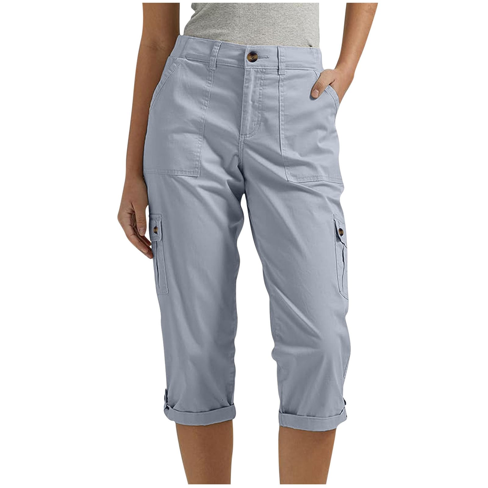 Women's High Waisted Capri Pants - Summer Cropped Hiking Pants with Pockets | Lightweight Outdoor Travel Pants for Walking, Yoga & Casual Wear