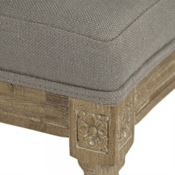 Grey Linen Medallion Bar Stool - Modern Kitchen Island Stool with Comfortable Seat for Dining & Home Decor