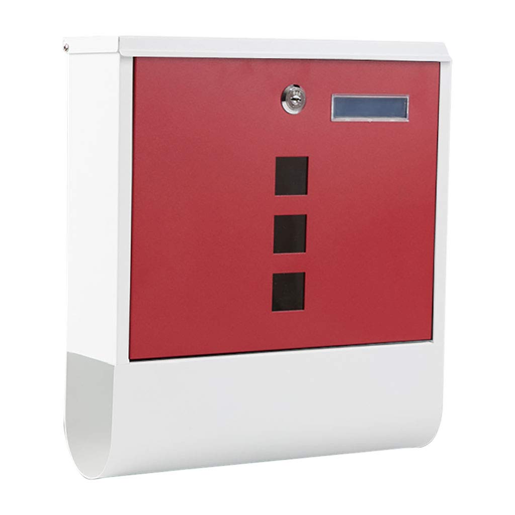 Lockable Wall Mounted Newspaper and Magazine Postbox - Outdoor Letter Box for Villa, Garden, or Patio - Stylish Red Mail Holder for Home, Office, or Business Use