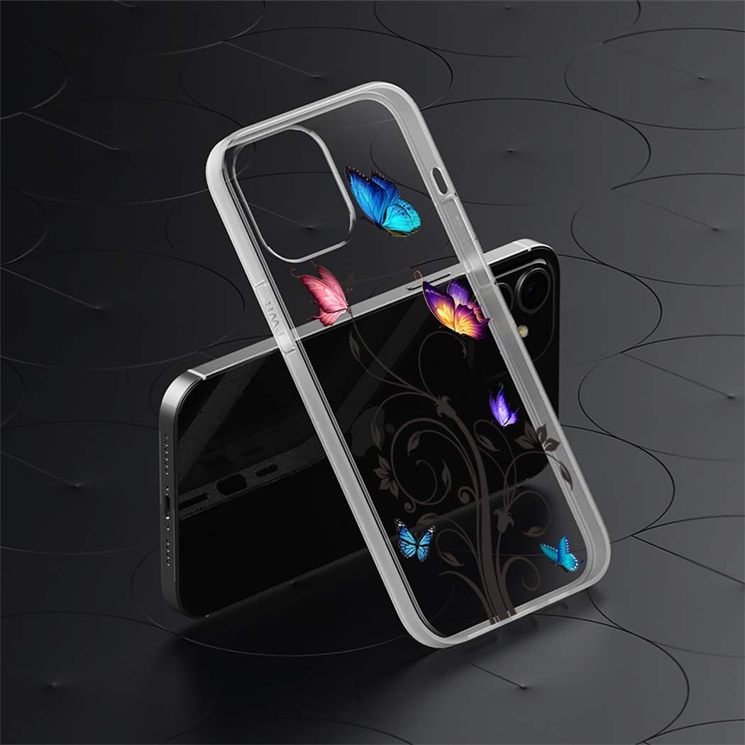 **iPhone 12 Mini Case for Girls & Women - Soft Clear TPU Shockproof Protective Cover (5.4 inch) with Butterfly Design | Slim Fit, Scratch-Resistant, Drop Protection | Perfect for Everyday Use, Work & Travel**