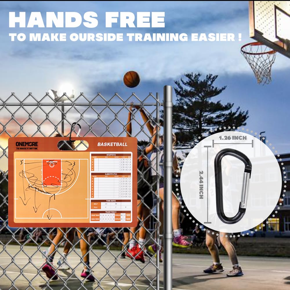1NMORE Basketball Dry Erase Clipboard - Double Sided Coaching Board with Markers for Basketball Practice