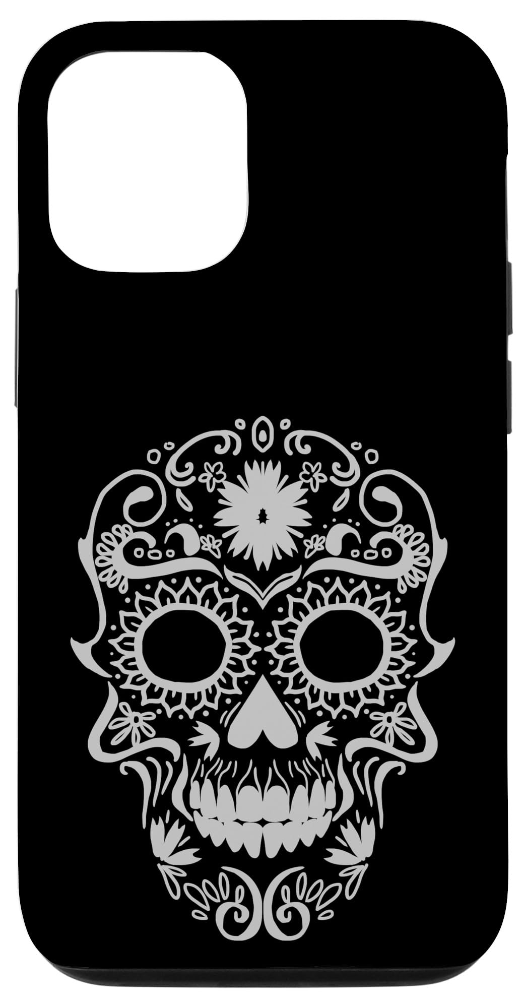 iPhone 12/12 Pro Case - Sugar Skull Floral Design, Cool White Mexican Calavera Protective Phone Cover - Perfect for Day of the Dead Gifts, Halloween, and Unique Fashion Accessories