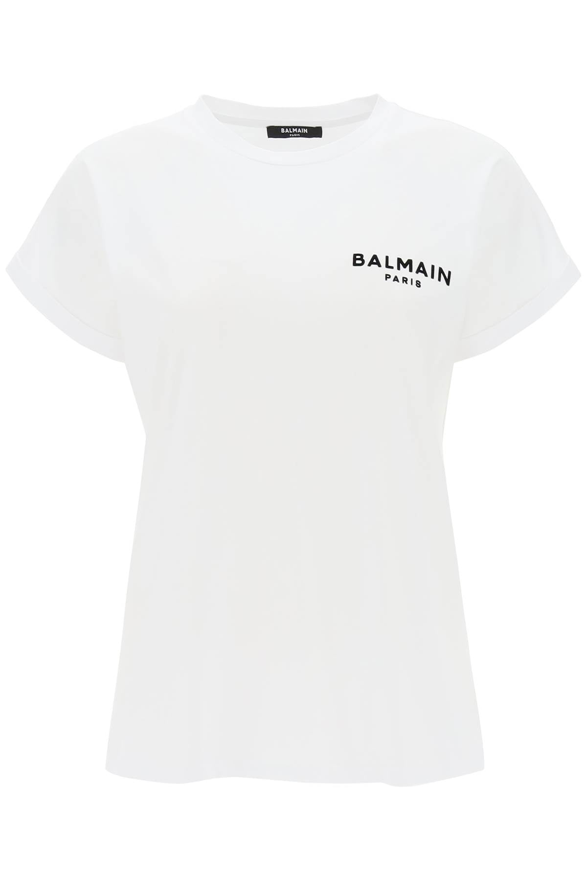 Balmain Flocked Logo Print T-Shirt for Men - Stylish Casual Wear for Parties & Outings