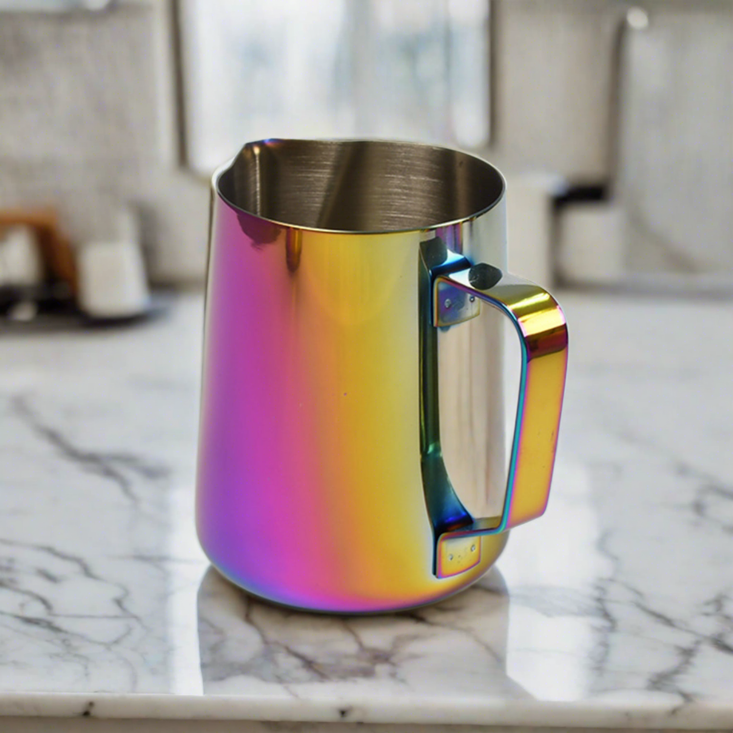 I.XXI Stainless Steel Milk Jug 350ml - Motta Style Electroplated Coffee Frothing Pitcher for Latte Art, Cappuccino & Hot Chocolate - Perfect for Home Baristas & Coffee Shops