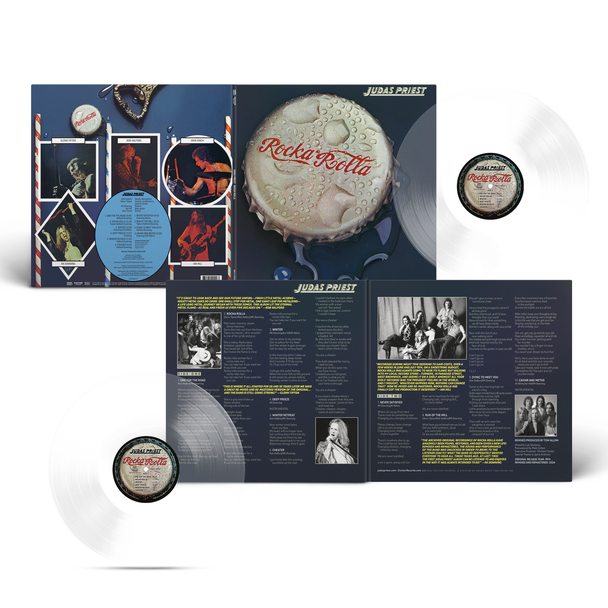 Judas Priest Rocka Rolla 50th Anniversary Limited Edition Clear Vinyl LP - Classic Heavy Metal Album for Collectors & Music Lovers - Perfect for Home Listening, Gifts & Vinyl Collections