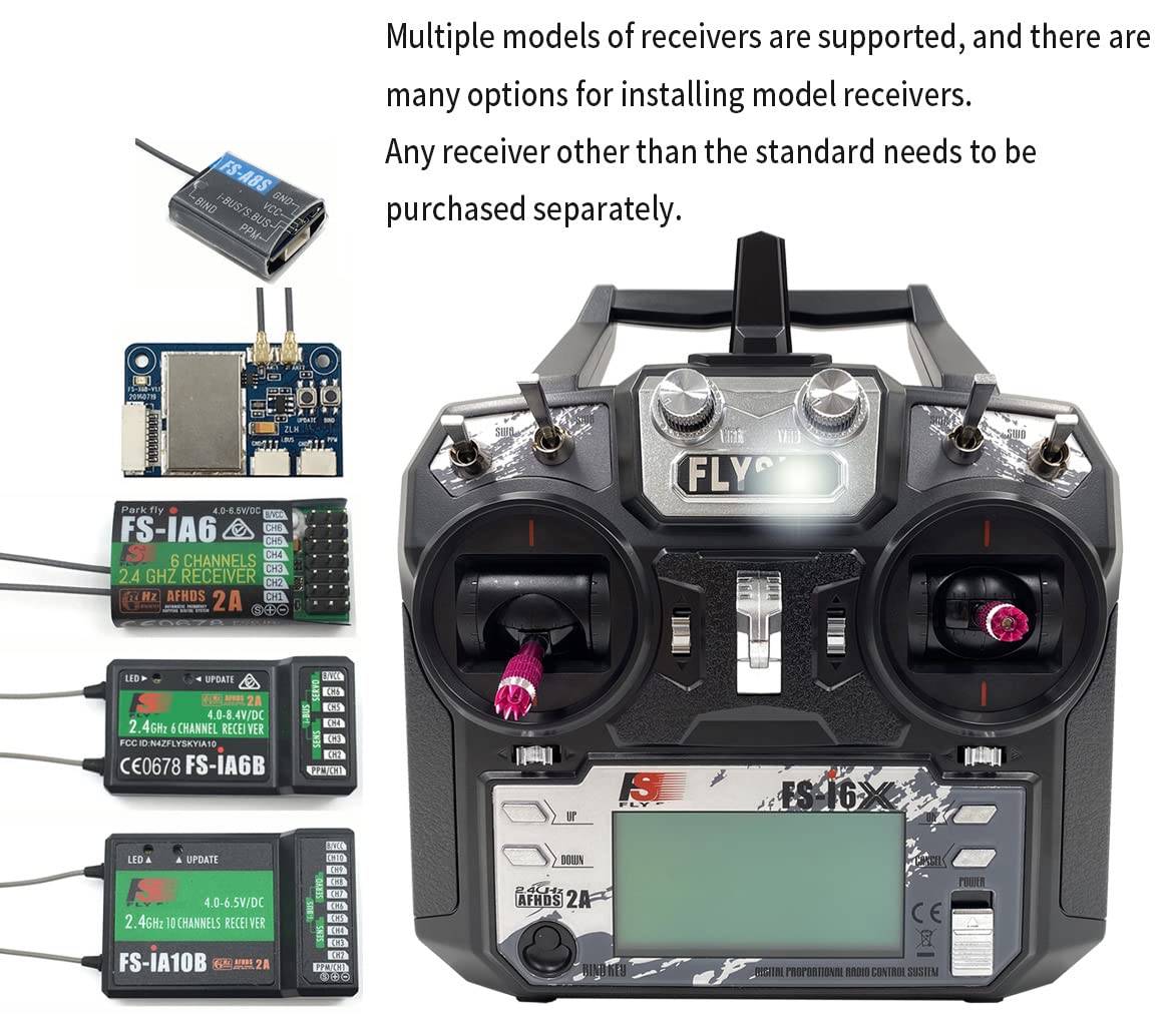 Flysky FS-i6X 6CH RC Transmitter and Receiver with FS-iA6B 2.4GHz Radio Controller for RC Quadcopter, FPV Racing Drone - Perfect for Aerial Photography, Drone Racing, and Remote Control Hobbyists