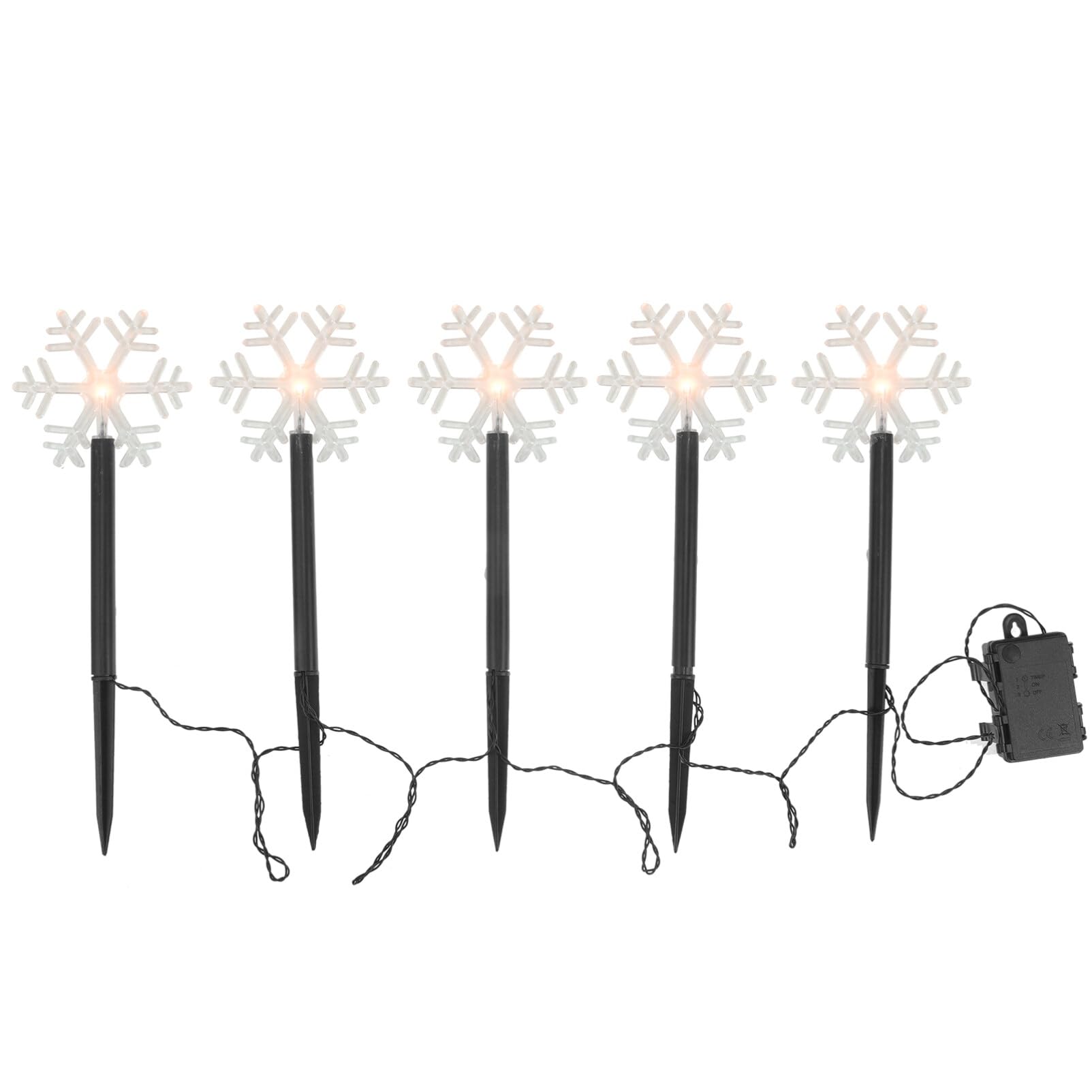 5 Pack Christmas Snowflake Garden Lights - Battery Operated Outdoor Waterproof Snowflake Stake Lights for Patio, Walkway, Yard, Lawn | Holiday Decorative Lighting for Winter, Xmas Party & Home Decor