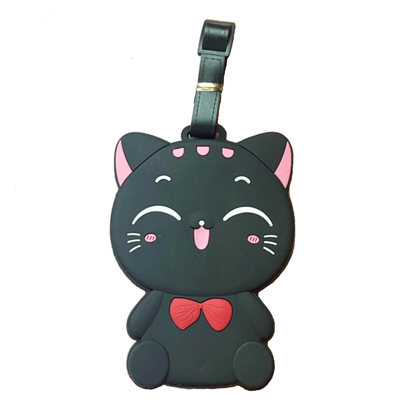 Tapp C. Travel Luggage Name Tag - Black Cute Cat Design for Suitcases & Backpacks | Perfect for Air Travel, Business Trips & Vacation