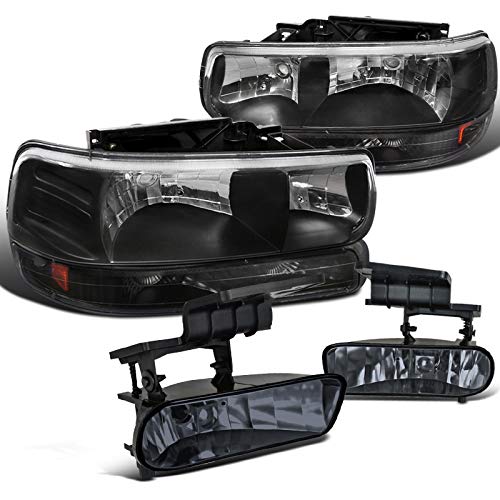 Spec-D Tuning Black Headlights with Bumper & Smoke Fog Lamp Kit for Chevy Tahoe - Upgrade Your Ride with Stylish Lighting for Night Driving & Off-Road Adventures