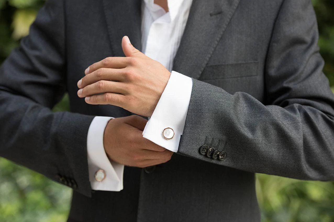 Elegant Rose Gold Cufflinks for Men - Perfect for Grooms, Best Men, Ushers & Father of the Bride - ROCHESTER Collection - Ideal for Weddings, Formal Events & Special Occasions