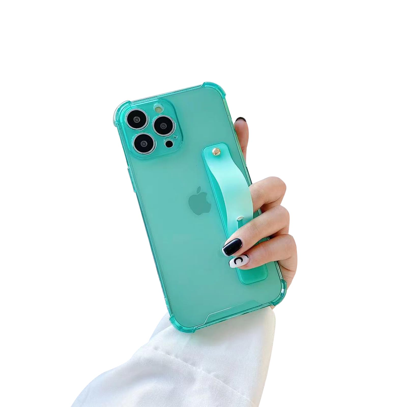Siduater Shockproof iPhone 13 Pro Max Case 6.7 Inch - Clear TPU Protective Cover with Adjustable Wrist Strap, Kickstand & Rugged Bumper - Perfect for Outdoor Activities, Gym Workouts & Daily Protection (Green)