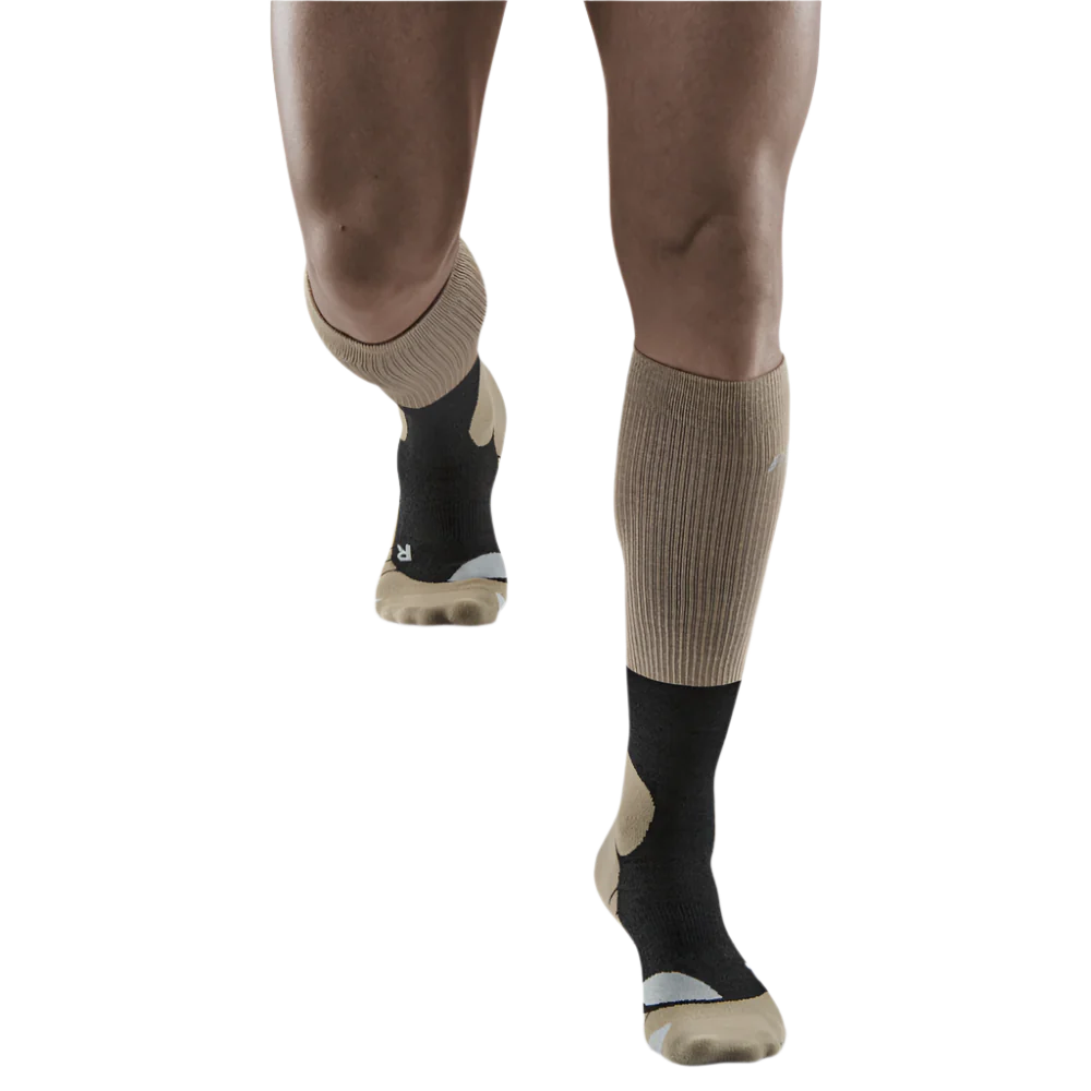CEP Men's Hiking Merino Wool Socks - Sand/Grey - Moisture Wicking & Temperature Regulating for Outdoor Adventures, Trekking & Cold Weather Activities